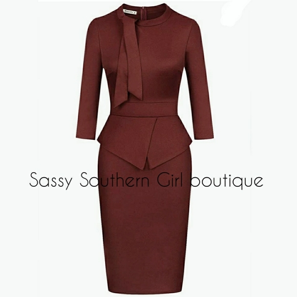 ⭐🆕Wine red pencil midi dress - Picture 2 of 5